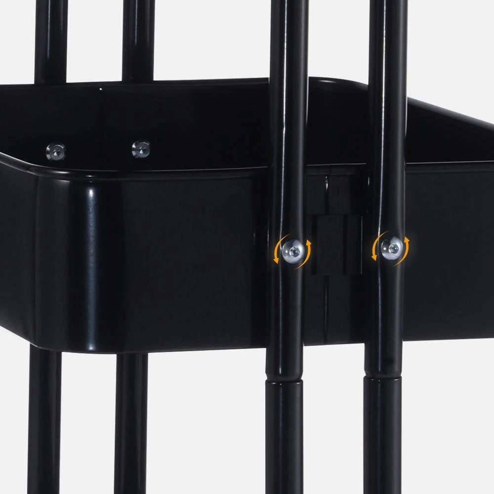 Black 3-Tier Utility Cart with Wheels and Handle by Wateday 4 Black 3-Tier Utility Cart with Wheels and Handle by Wateday - Image 4