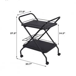 Black Rolling Utility Cart with Wheels by Wateday -Wateday Sales Store black wateday bar carts yj yuki9596506 4f 1000