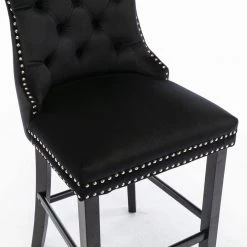 41.00" Black Tufted Back Wooden Frame 27.2" Bar Stool with Velvet Seat, Set of 2 by Wateday -Wateday Sales Store black wateday bar stools yj yuki9595170 4f 1000