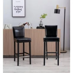 40 in. Black Low Back Wood Frame Stool Height 27.4 in. Bar Stool with PU Leather Seat (Set of 2) by Wateday 11 40 in. Black Low Back Wood Frame Stool Height 27.4 in. Bar Stool with PU Leather Seat (Set of 2) by Wateday -Wateday Sales Store black wateday bar stools yj yuki9596294 31 1000