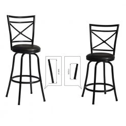 43.60 in. Black High Back Metal Frame 26 in. Bar Stool with PU Seat (Set of 2) by Wateday -Wateday Sales Store black wateday bar stools yj yuki9596515 c3 1000