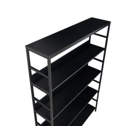 68.9 in. Black Wood 5-Shelf Bookcase with Metal Frame by Wateday -Wateday Sales Store black wateday bookcases bookshelves yj yuki9595470 4f 1000