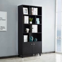 68 in. H Black Wood 4-Shelf Bookcase with 2 Doors by Wateday 7 68 in. H Black Wood 4-Shelf Bookcase with 2 Doors by Wateday -Wateday Sales Store black wateday bookcases bookshelves yj yuki9595494 31 1000