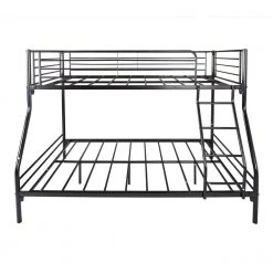 Black Twin-Over-Full Metal Bunk Bed by Wateday