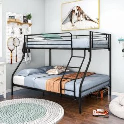 Black Twin-Over-Full Metal Bunk Bed by Wateday 7 Black Twin-Over-Full Metal Bunk Bed by Wateday -Wateday Sales Store black wateday bunk beds yj yuki9596562 c3 1000
