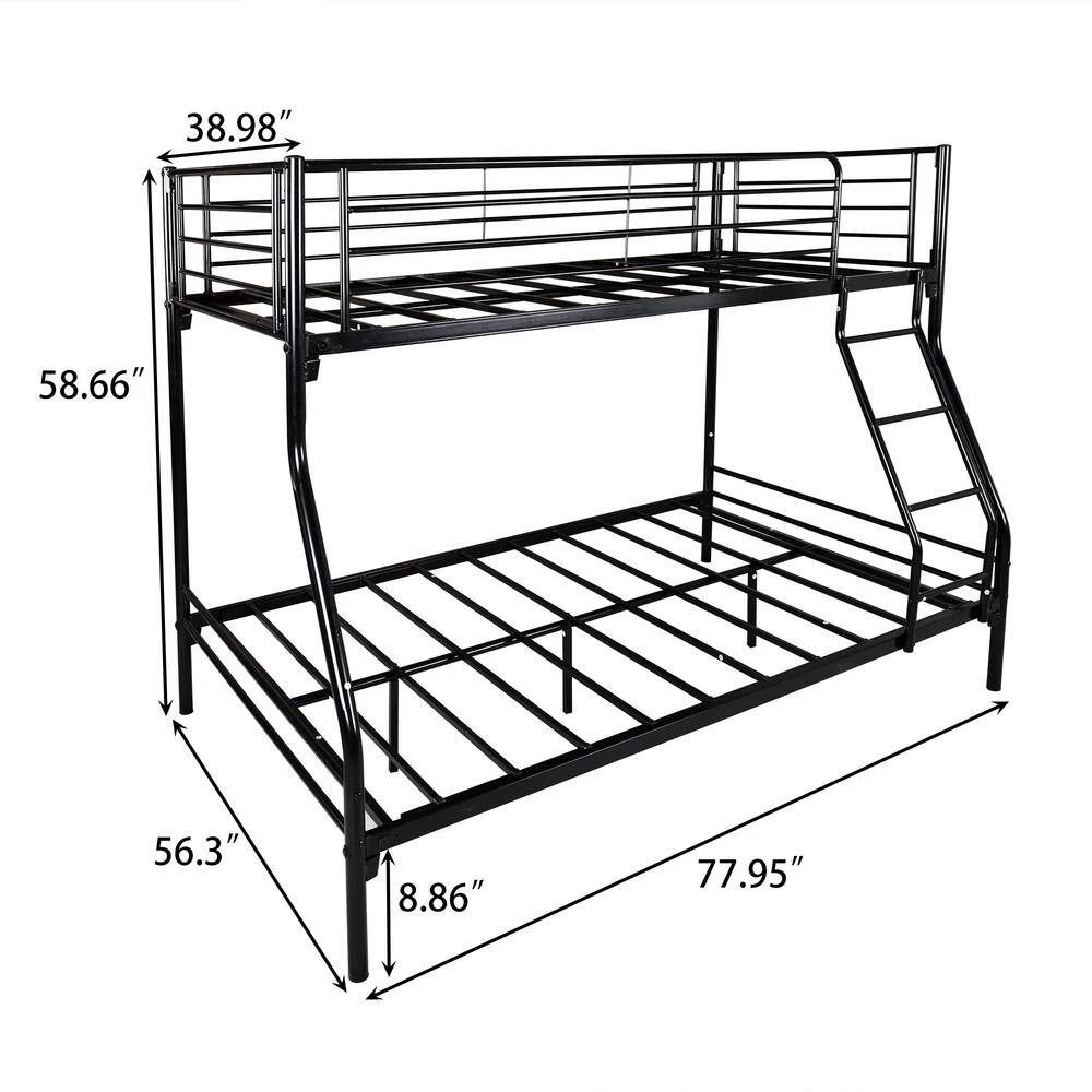 Black Twin-Over-Full Metal Bunk Bed by Wateday 2 Black Twin-Over-Full Metal Bunk Bed by Wateday - Image 2