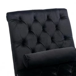 Black Velvet Chaise Lounge with Pillow by Wateday -Wateday Sales Store black wateday chaise lounges yj yuki9596412 4f 1000