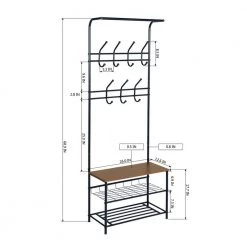 Black Freestanding Clothing Rack with Bottom Shelves by Wateday -Wateday Sales Store black wateday coat racks yj yuki9596392 1f 1000