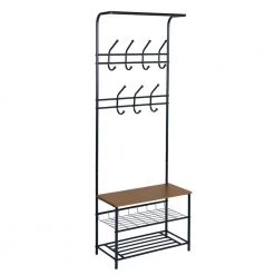 Black Freestanding Clothing Rack with Bottom Shelves by Wateday