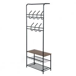 Black Freestanding Clothing Rack with Bottom Shelves by Wateday -Wateday Sales Store black wateday coat racks yj yuki9596392 c3 1000
