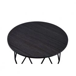 32 " Black Short Round Wood Coffee Table with Metal Base by Wateday -Wateday Sales Store black wateday coffee tables yj yuki9595567 c3 1000