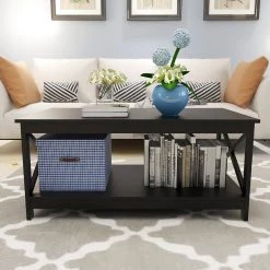 39 .57" Black Rectangle MDF Top Coffee Table with 1 Piece by Wateday -Wateday Sales Store black wateday coffee tables yj yuki9595585 31 1000