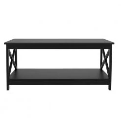 39 .57" Black Rectangle MDF Top Coffee Table with 1 Piece by Wateday