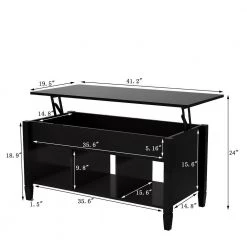 41 .14" Black Rectangle MDF Top Coffee Table with Lift Top by Wateday -Wateday Sales Store black wateday coffee tables yj yuki9595586 c3 1000