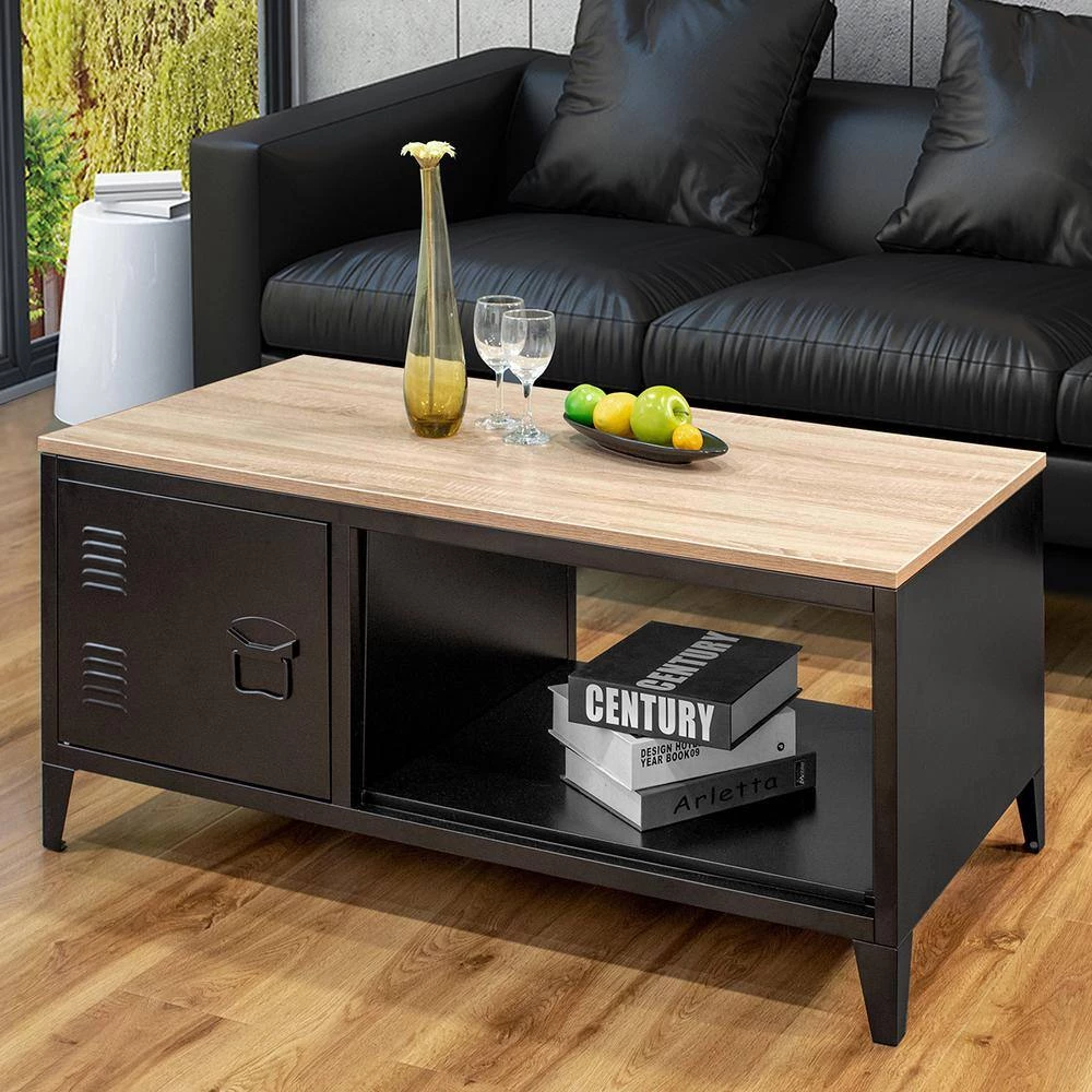 43 .3" Black Rectangle MDF Coffee Table with Storage and Cabinet by Wateday 8 43 .3" Black Rectangle MDF Coffee Table with Storage and Cabinet by Wateday - Image 8