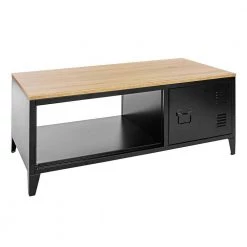 43 .3" Black Rectangle MDF Coffee Table with Storage and Cabinet by Wateday