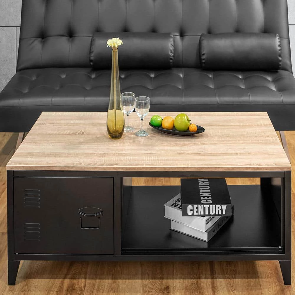 43 .3" Black Rectangle MDF Coffee Table with Storage and Cabinet by Wateday 3 43 .3" Black Rectangle MDF Coffee Table with Storage and Cabinet by Wateday - Image 3