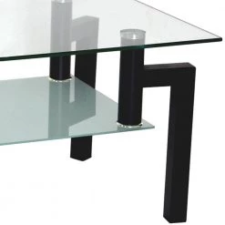 39. 1 in. Black Rectangle Glass Coffee Table with 2-Layers by Wateday -Wateday Sales Store black wateday coffee tables yj yuki9595694 c3 1000