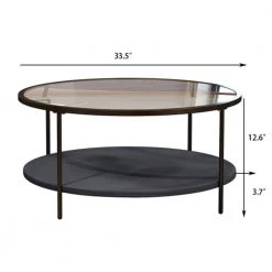 33.4 in. Black Round Glass Coffee Table with Pet Mat by Wateday -Wateday Sales Store black wateday coffee tables yj yuki9595701 1f 1000
