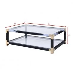 54 in. L Black Rectangle Glass Coffee Table with Shelf by Wateday -Wateday Sales Store black wateday coffee tables yj yuki9595705 4f 1000
