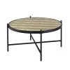 35 in. L Black Round Glass Coffee Table with Metal Frame by Wateday