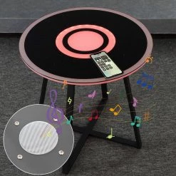 19.7 in. Black Small Round Acrylic LED Coffee Table with Music and USB by Wateday -Wateday Sales Store black wateday coffee tables yj yuki9596163 31 1000