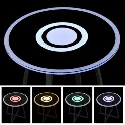 19.7 in. Black Small Round Acrylic LED Coffee Table with Music and USB by Wateday -Wateday Sales Store black wateday coffee tables yj yuki9596163 4f 1000