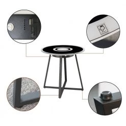 19.7 in. Black Small Round Acrylic LED Coffee Table with Music and USB by Wateday -Wateday Sales Store black wateday coffee tables yj yuki9596163 c3 1000