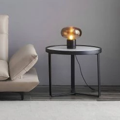 24.8 in. Black Small Round Stone Coffee Table by Wateday -Wateday Sales Store black wateday coffee tables yj yuki9596168 31 1000