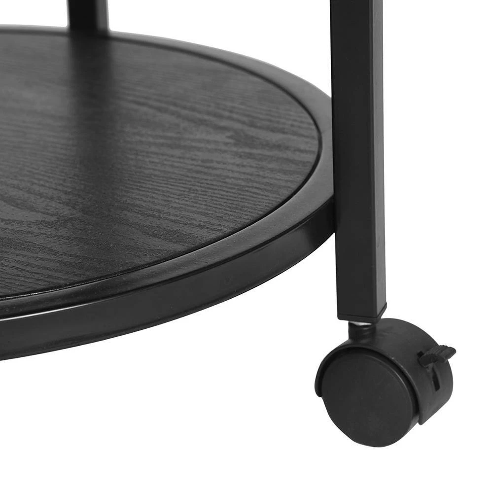 31.50 in. Black Small Round Wood Coffee Table 2-Pieces by Wateday 5 31.50 in. Black Small Round Wood Coffee Table 2-Pieces by Wateday - Image 5