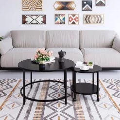 31.50 in. Black Small Round Wood Coffee Table 2-Pieces by Wateday 10 31.50 in. Black Small Round Wood Coffee Table 2-Pieces by Wateday -Wateday Sales Store black wateday coffee tables yj yuki9596507 c3 1000