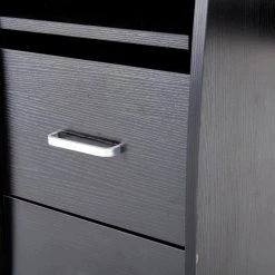 21.65 in. Rectangular Black Wood 2-Drawer Computer Desk with CPU Tray, Storage Shelves by Wateday -Wateday Sales Store black wateday computer desks yj yuki9595725 44 1000