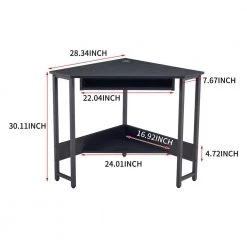 24 in. Triangle Black Wood Computer Desk with Keyboard Tray and Storage Shelves by Wateday -Wateday Sales Store black wateday computer desks yj yuki9595772 fa 1000