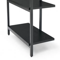 23.6 in. Rectangular Black Wood Computer Desk with Shelves on Both Sides by Wateday -Wateday Sales Store black wateday computer desks yj yuki9595775 4f 1000