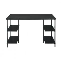 23.6 in. Rectangular Black Wood Computer Desk with Shelves on Both Sides by Wateday