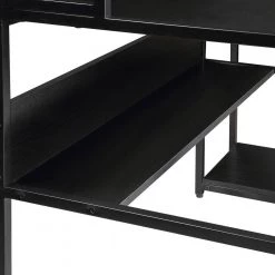 23.6 in. Rectangular Black Wood Computer Desk with 2-Tier Bookshelf by Wateday -Wateday Sales Store black wateday computer desks yj yuki9595794 1f 1000