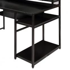 23.6 in. Rectangular Black Wood Computer Desk with 2-Tier Bookshelf by Wateday -Wateday Sales Store black wateday computer desks yj yuki9595794 4f 1000