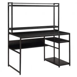 23.6 in. Rectangular Black Wood Computer Desk with 2-Tier Bookshelf by Wateday
