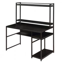 23.6 in. Rectangular Black Wood Computer Desk with 2-Tier Bookshelf by Wateday -Wateday Sales Store black wateday computer desks yj yuki9595794 77 1000