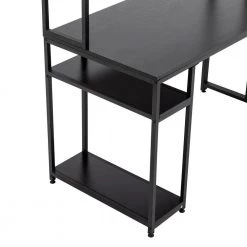 23.50 in. Rectangular Black Wood Double Workstation Computer Desk with Storage Shelves by Wateday -Wateday Sales Store black wateday computer desks yj yuki9595798 4f 1000