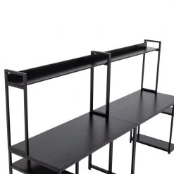 23.50 in. Rectangular Black Wood Double Workstation Computer Desk with Storage Shelves by Wateday -Wateday Sales Store black wateday computer desks yj yuki9595798 c3 1000