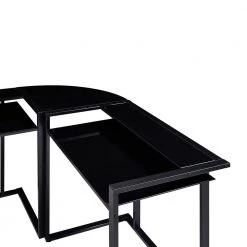 56.7 in. L-Shaped Black Glass Computer Desk with Shelf by Wateday -Wateday Sales Store black wateday computer desks yj yuki9595802 1f 1000