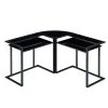 56.7 in. L-Shaped Black Glass Computer Desk with Shelf by Wateday