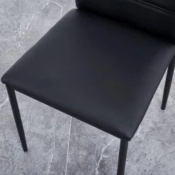 Black Leather Dining Chairs with Painted Metal Legs (Set of 4) by Wateday -Wateday Sales Store black wateday dining chairs yj yuki9595910 4f 1000