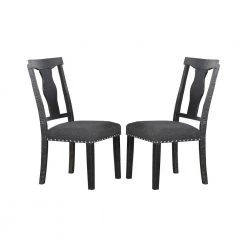 Black Upholstered Fabric Dining Side Chairs (Set of 2) by Wateday