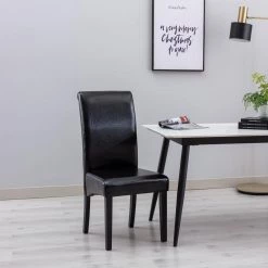 Black PU Leather Dining Side Chair (Set of 2) by Wateday -Wateday Sales Store black wateday dining chairs yj yuki9596224 31 1000