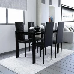 Black PU Leather Dining Side Chair (Set of 4) by Wateday -Wateday Sales Store black wateday dining chairs yj yuki9596600 31 1000