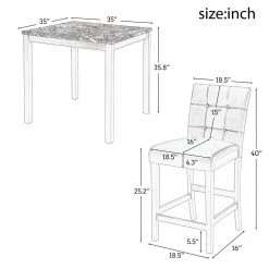 5-Piece Rectangular Marble Top Black Dining Table Set by Wateday -Wateday Sales Store black wateday dining room sets yj yuki9596116 1f 1000