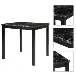 5-Piece Rectangular Marble Top Black Dining Table Set by Wateday -Wateday Sales Store black wateday dining room sets yj yuki9596116 4f 1000