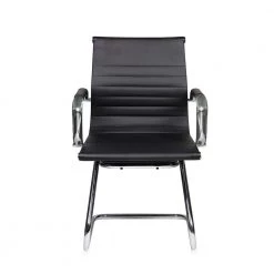 Black Polyurethane Medium Back Executive Office Chair with Arms by Wateday